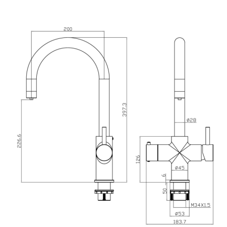 Kuhinjska armatura za vročo in filtrirano vodo iWater C