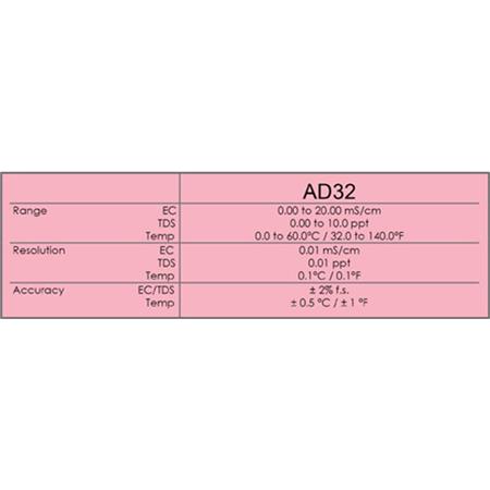 EC metar ADWA AD-32 elektronički mjerač (EC, TDS i temp. vrijednosti)