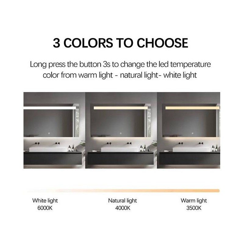 Pravokotno LED ogledalo za kopalnico