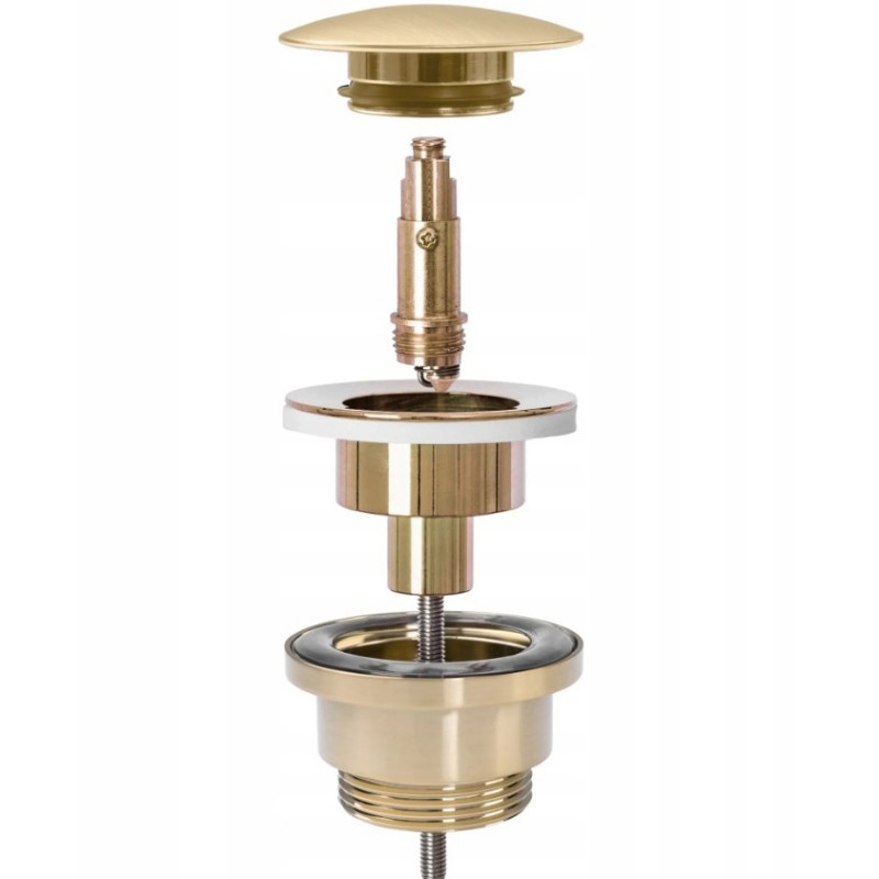Čep za umivalnik REA univerzalni click-clack v BRUSHED GOLD barvi