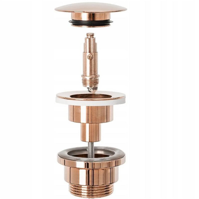 Čep za umivalnik REA univerzalni click-clack v ROSE GOLD barvi