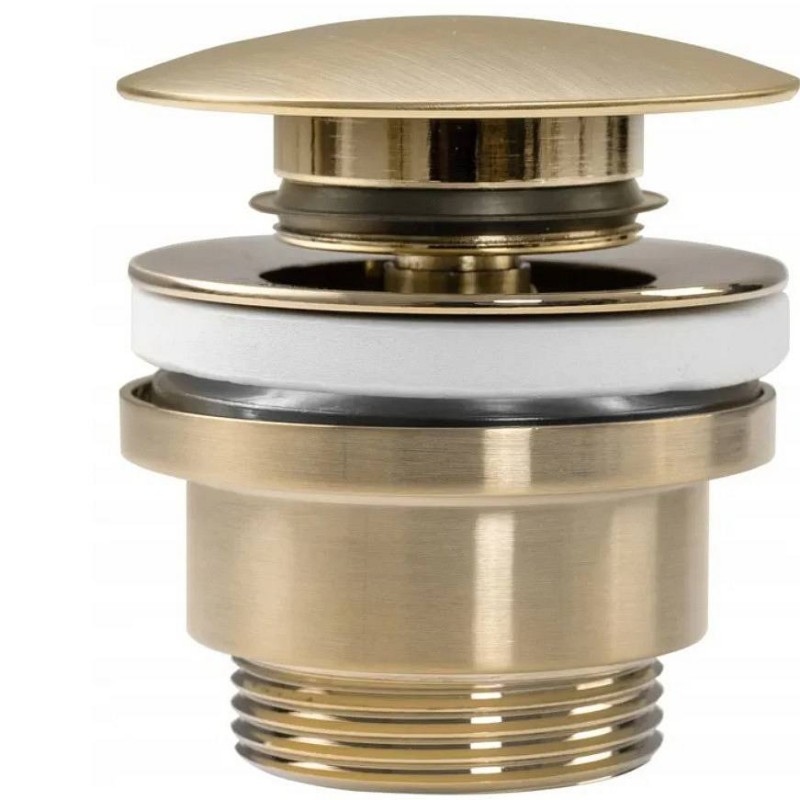 Čep za umivalnik REA univerzalni click-clack v BRUSHED GOLD barvi