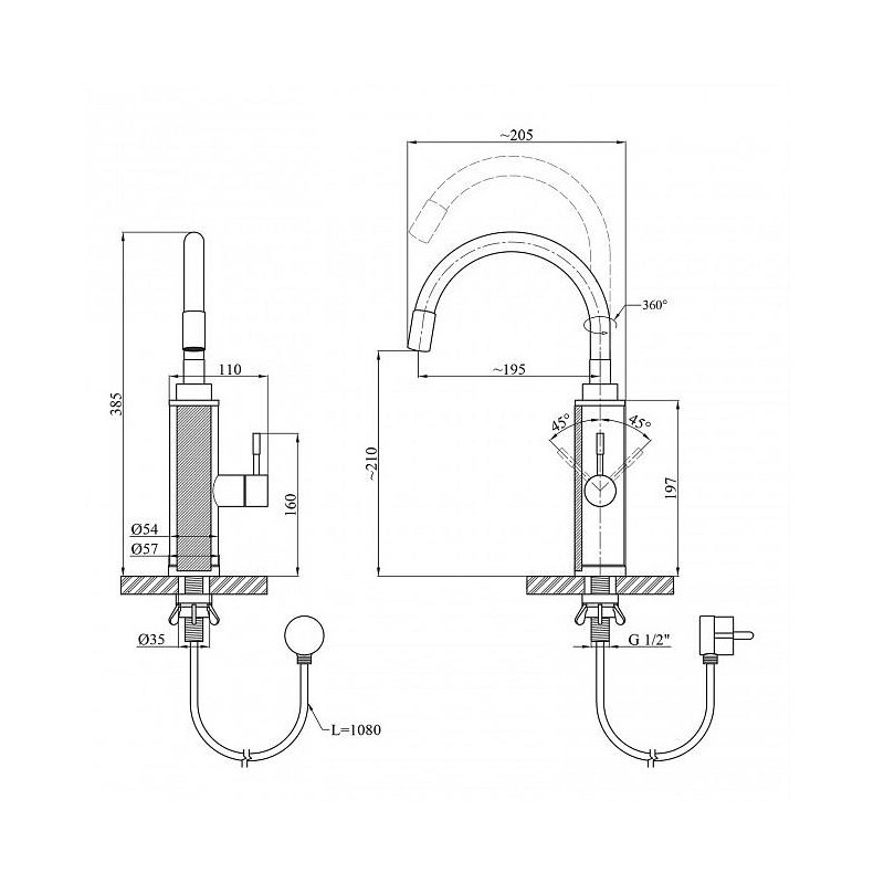 Električna grelna pipa Modern z digitalnim prikazovalnikom