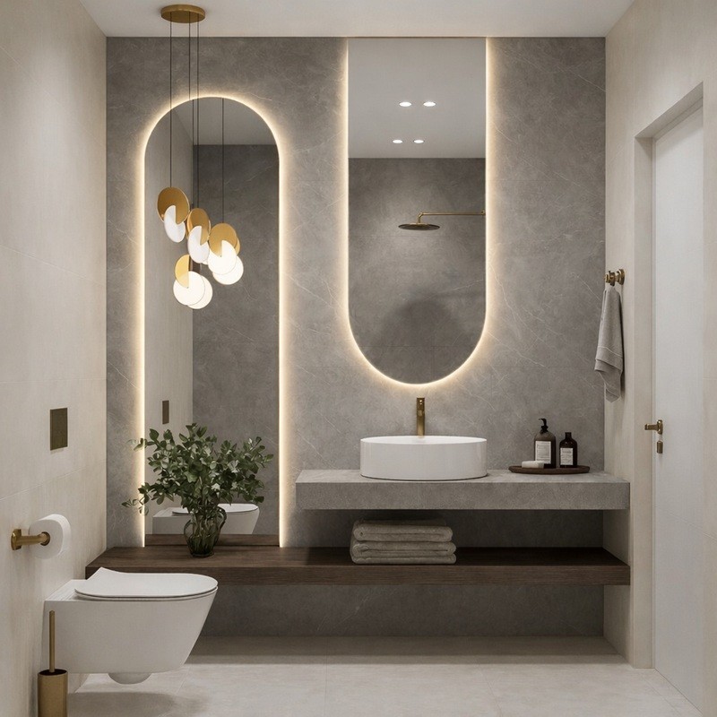 Dvojno polovalno led ogledalo