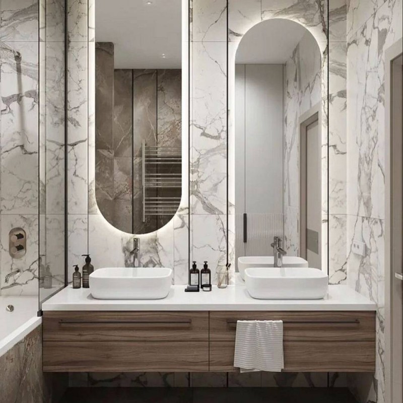 Dvojno polovalno led ogledalo