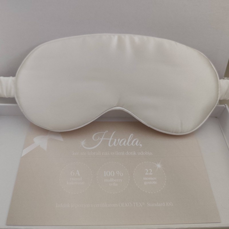 Svilena maska za oči Pearl White v darilni škatlici