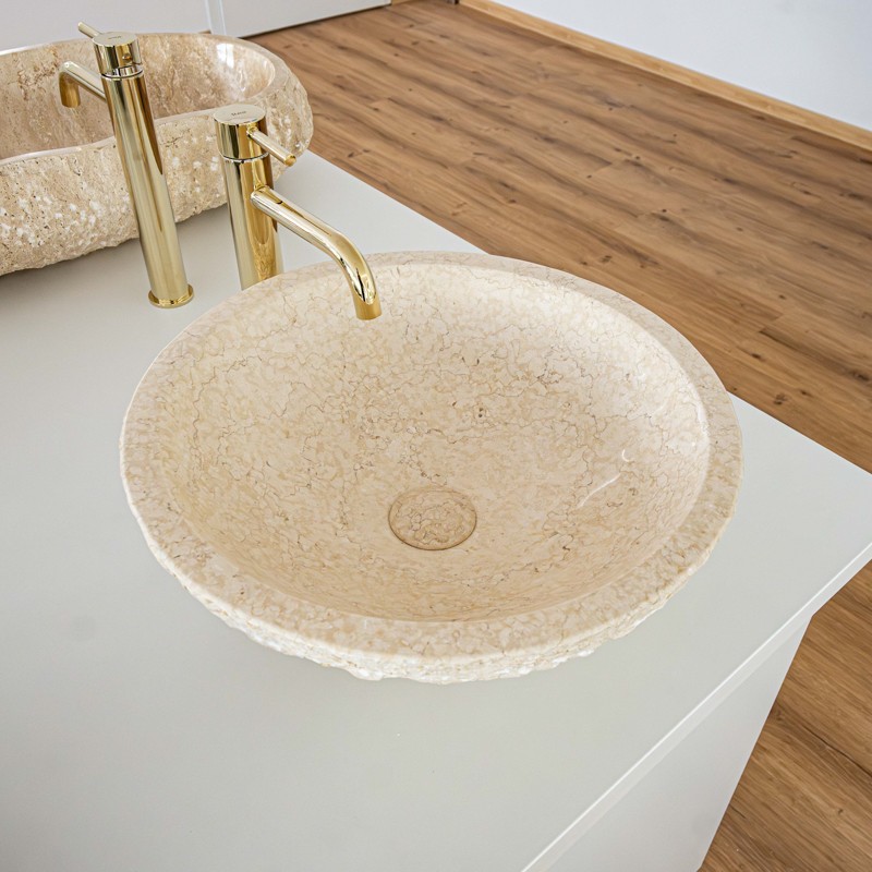 Naturstein Waschbecken Beige Marmor 