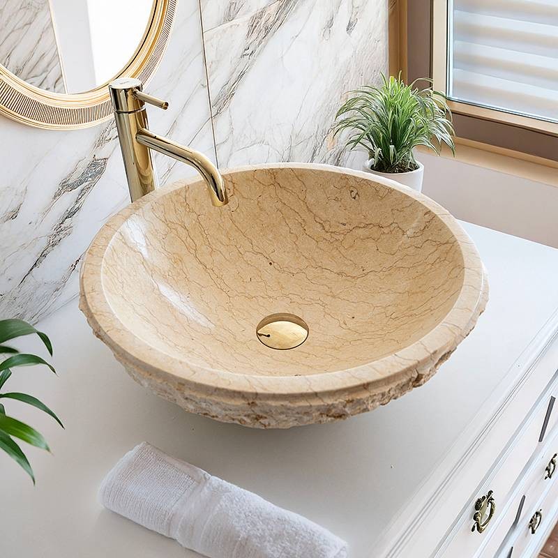 Naturstein Waschbecken Beige Marmor 
