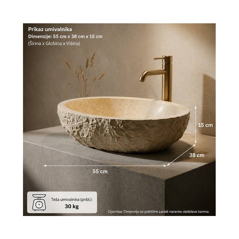 Kamniti umivalnik Marmor Beige Oval M