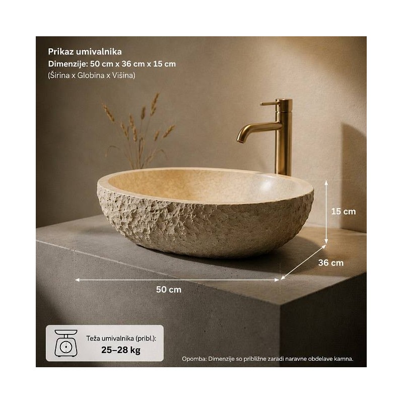 Kamniti umivalnik Marmor Beige Oval