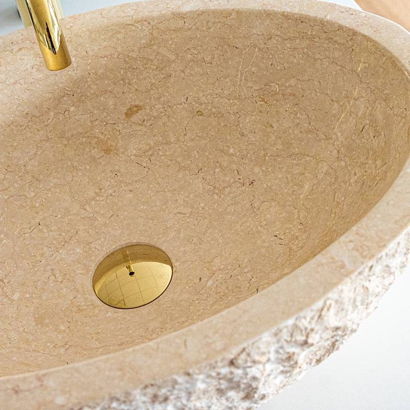 Kamniti umivalnik Beige Oval notranjost