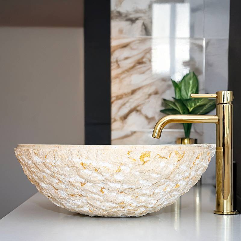 Naturstein Waschbecken Beige Marmor 