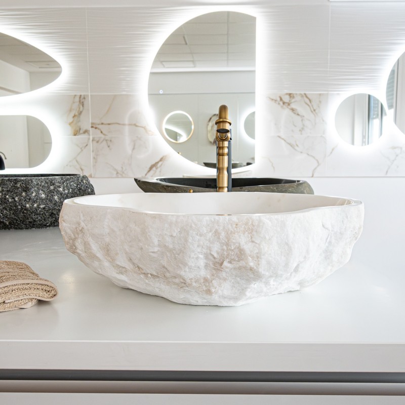 Kamniti umivalnik White Natural