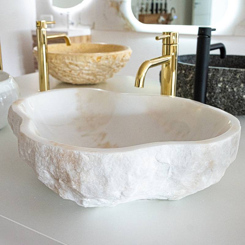 Kamniti umivalnik White Natural