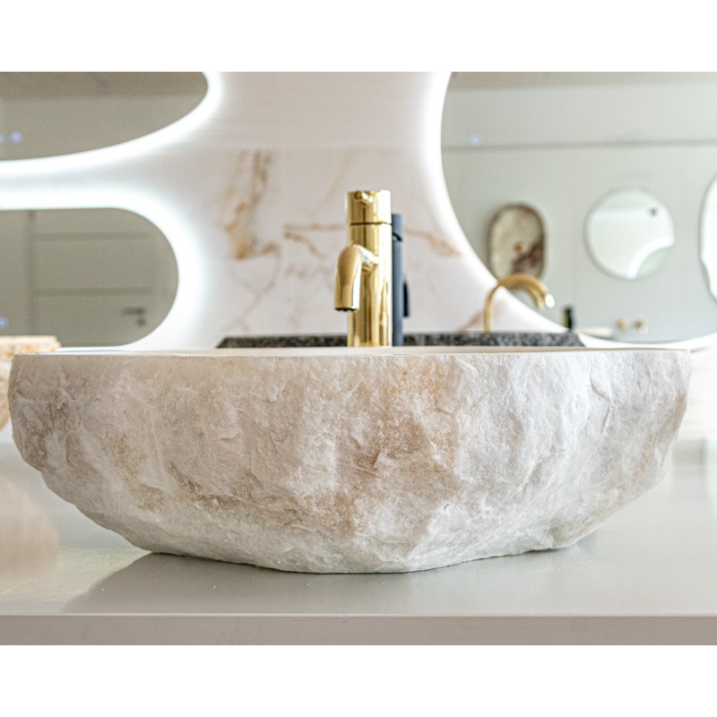 Kamniti umivalnik White Natural