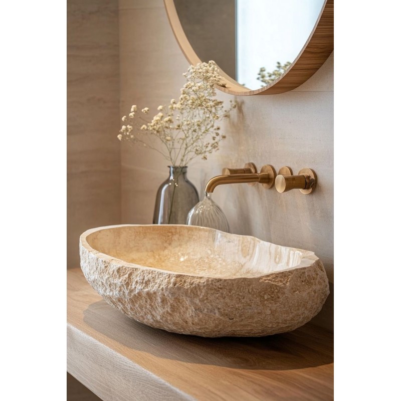 Kamniti umivalnik beige Traventine