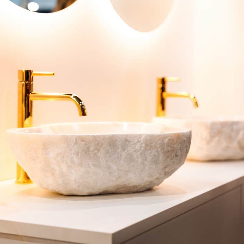 Kamniti umivalnik White Natural