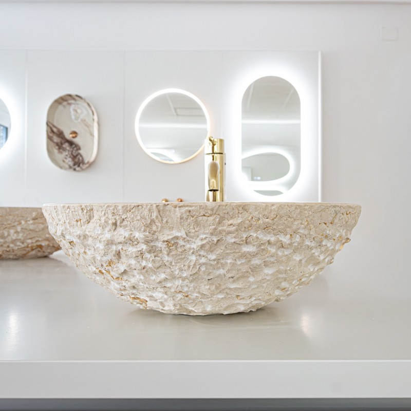 Naturstein Waschbecken Beige Marmor 