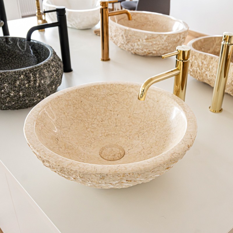 Naturstein Waschbecken Beige Marmor 