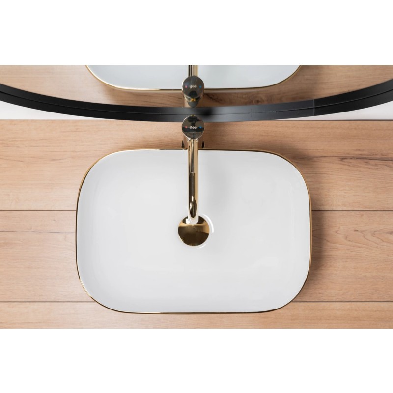 Nadpultni umivalnik za kopalnico Belinda gold edge