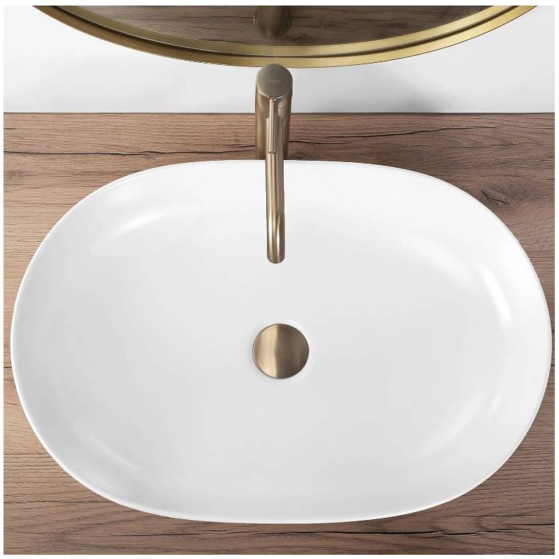 Nadpultni keramični umivalnik Cleo 61 beli mat