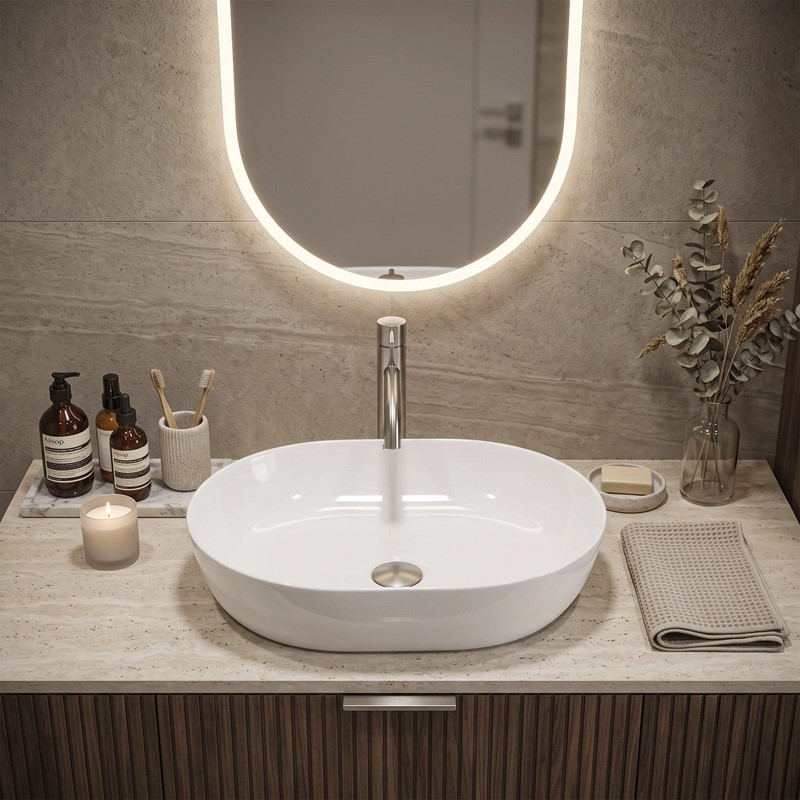 Nadpultni keramični umivalnik Cleo White 50 beli 