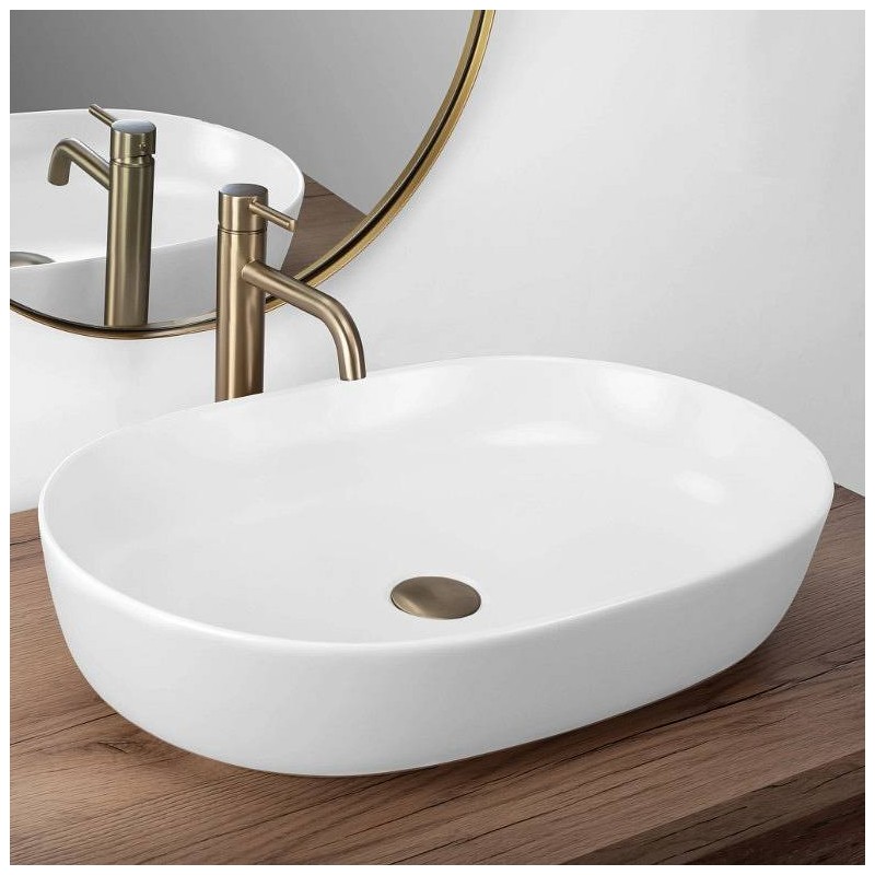 Nadpultni keramični umivalnik Cleo 61 beli mat