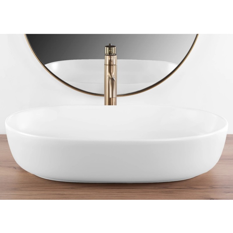 Nadpultni keramični umivalnik Cleo 61 beli mat