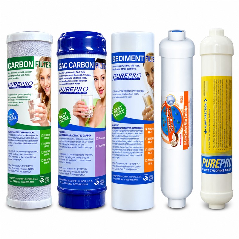 Letni komplet vložkov PurePro: sediment 1 mcr + CTO carbon + GAC KDF + post carbon + alkalni nastavek