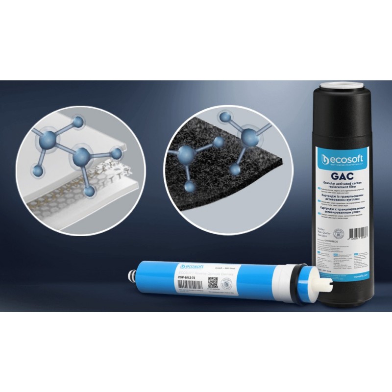 Vodni filter reverzna osmoza Ecosoft Pure Balance ( optimalna kombinacija mineralov, manj odpadne vode, praktična zasnova ) 