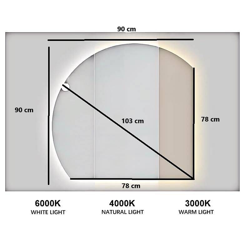 Asimetrično kopalniško LED ogledalo 100 cm