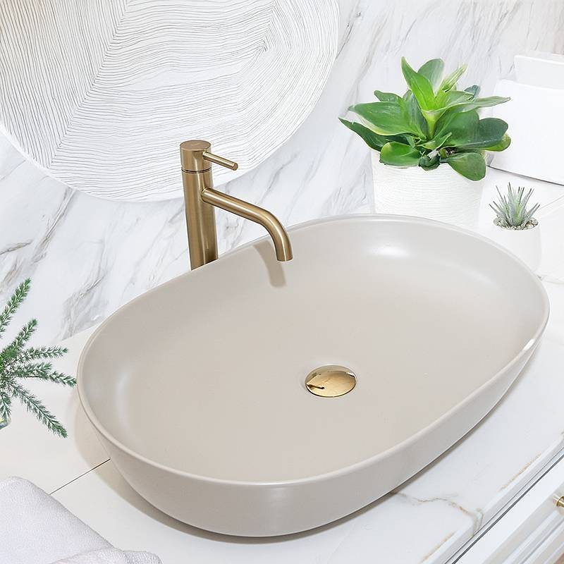 Nadpultni keramični umivalnik Cleo 61 bež mat