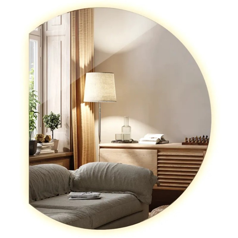 Polkrozno ogledalo z LED osvetlitvijo