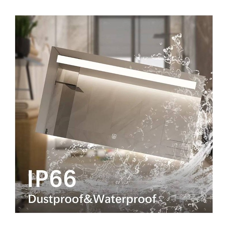 Pravokotno LED ogledalo za kopalnico