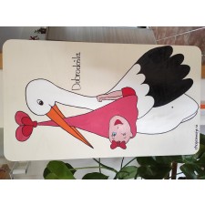 Holz Storch zur Geburt Rosa