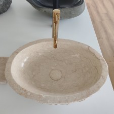 Naturstein Waschbecken Beige Oval