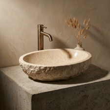 Kamniti umivalnik Beige Oval Big