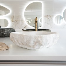 Kamniti umivalnik White Natural