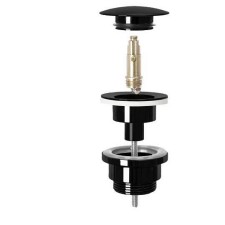 Čep za umivalnik REA univerzalni click-clack črna metalik