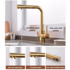 HANA GOLD - Tridelna vodna pipa za komunalno in filtrirano vodo, pipa 3 v 1