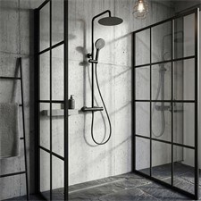 Termostatski set za prhanje LUNGO BLACK z izlivom 