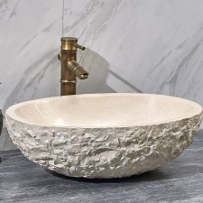 Umivalnik iz naravnega kamna Beige Oval2