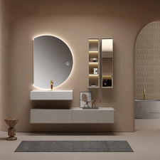 Veliko polkrožno ogledalo z osvetlitvijo