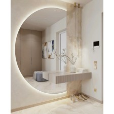 Veliko polkrožno ogledalo z osvetlitvijo