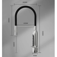 Visoka izvlečna grelna pipa iz nerjavečega jekla, gibljivo izvodilo