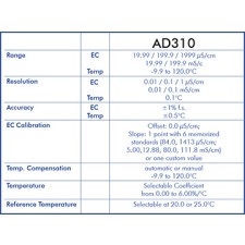 Profesionalni prenosni merilnik EC/TEMP meter ADWA AD-310
