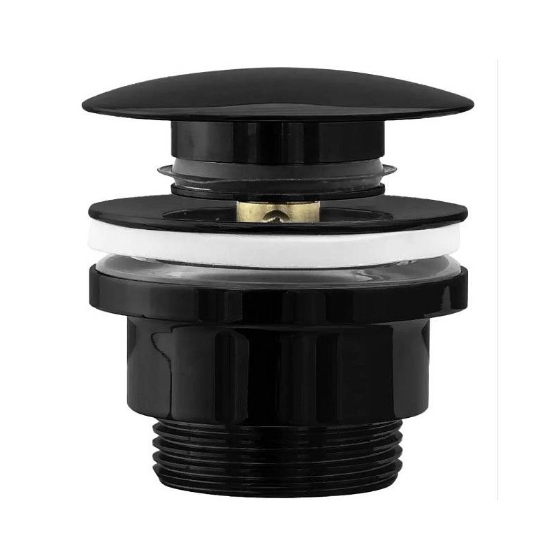 Čep za umivalnik REA univerzalni click-clack črna metalik