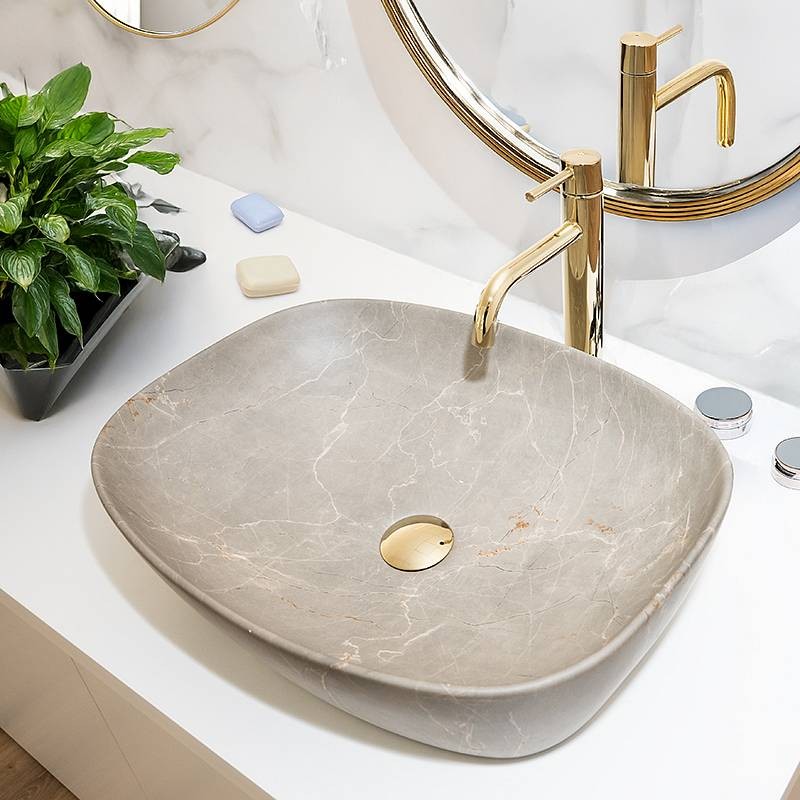 Nadpultni keramični umivalnik FREYA BEIGE