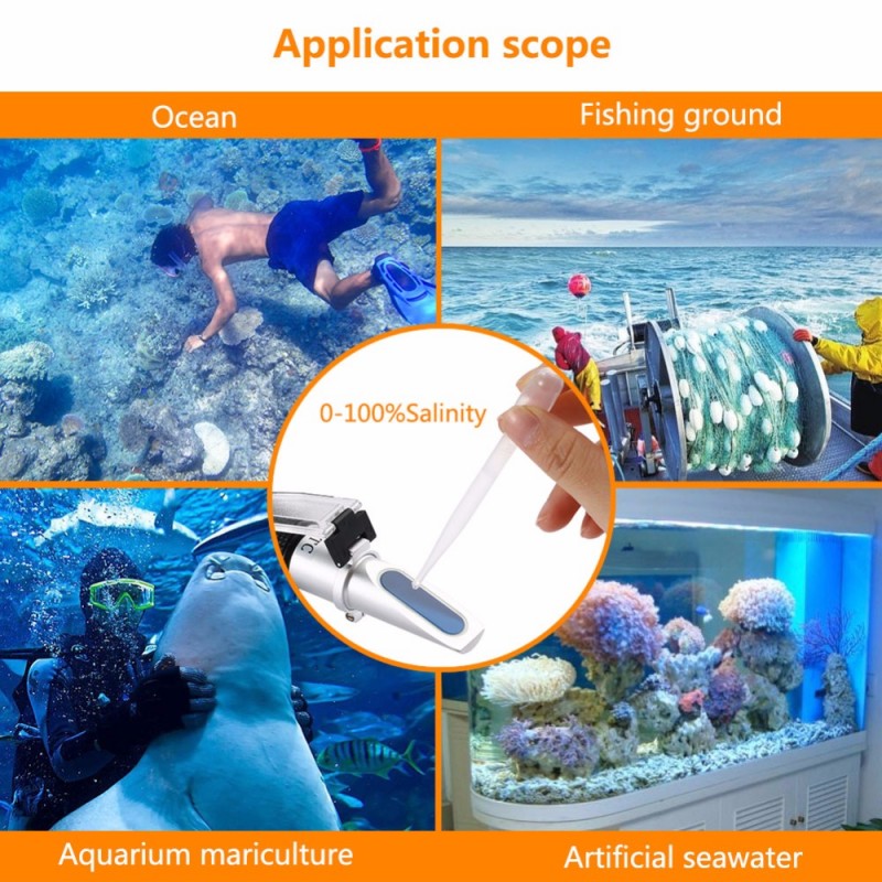 Refraktometer za merjenje slanosti tekočin, za akvarije