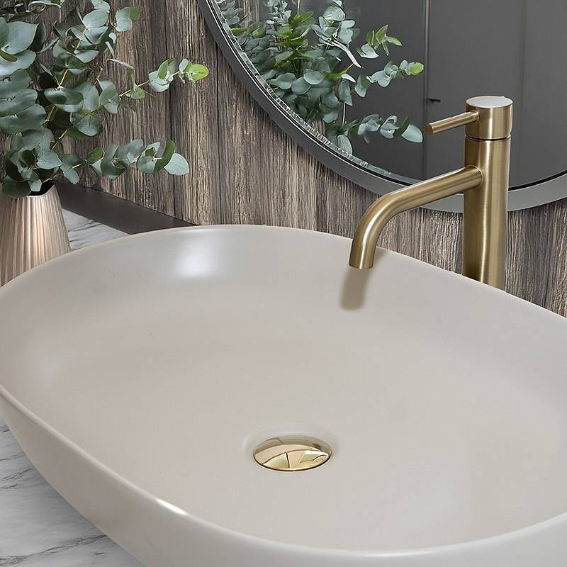 Nadpultni keramični umivalnik Cleo 61 bež mat